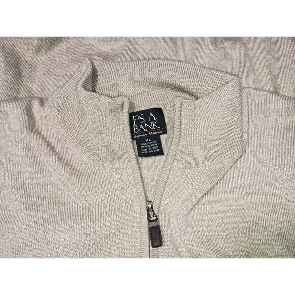 JOS A. Bank, Signature Collection, Beige 1/4 Inch Zipper Wool Sweater, Men's XL - Picture 4 of 5